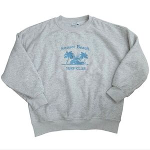 Gray Crewneck Sweatshirt with Blue Surf Club Embroidery